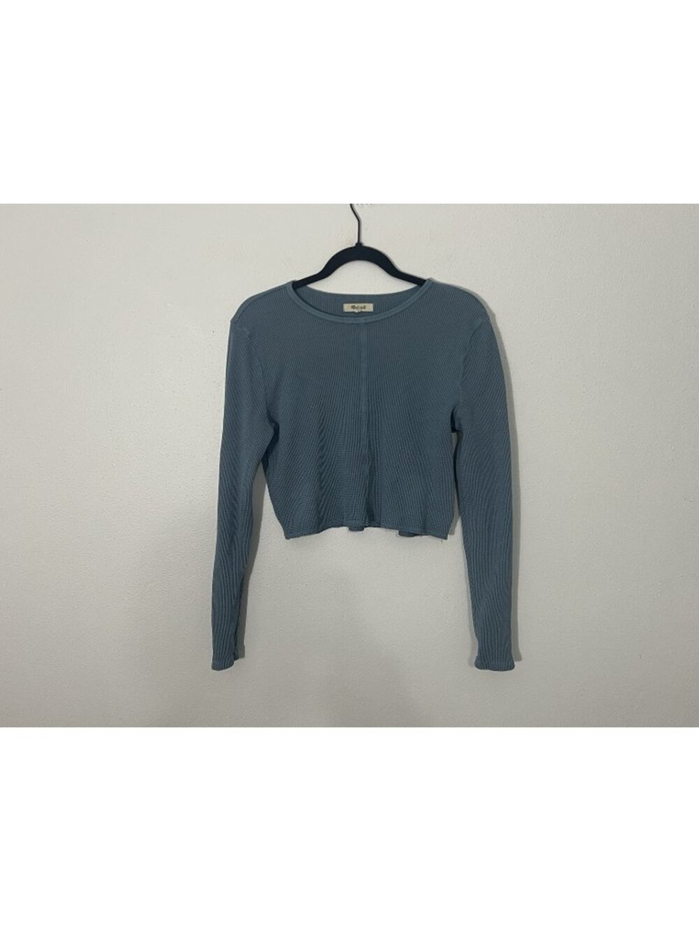 Madewell Blue Waffle Knit Crop Tee Size Large